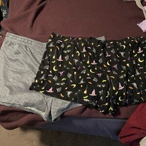 Halloween Themed Black Pajama Shorts